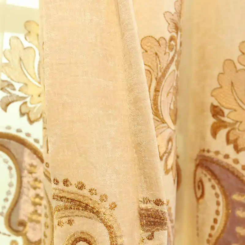 2 цвета, европейская роскошная элегантная вышитая занавеска и кухонная занавеска для гостиной, французские занавески на окна, можно подгонять - Цвет: beige cloth