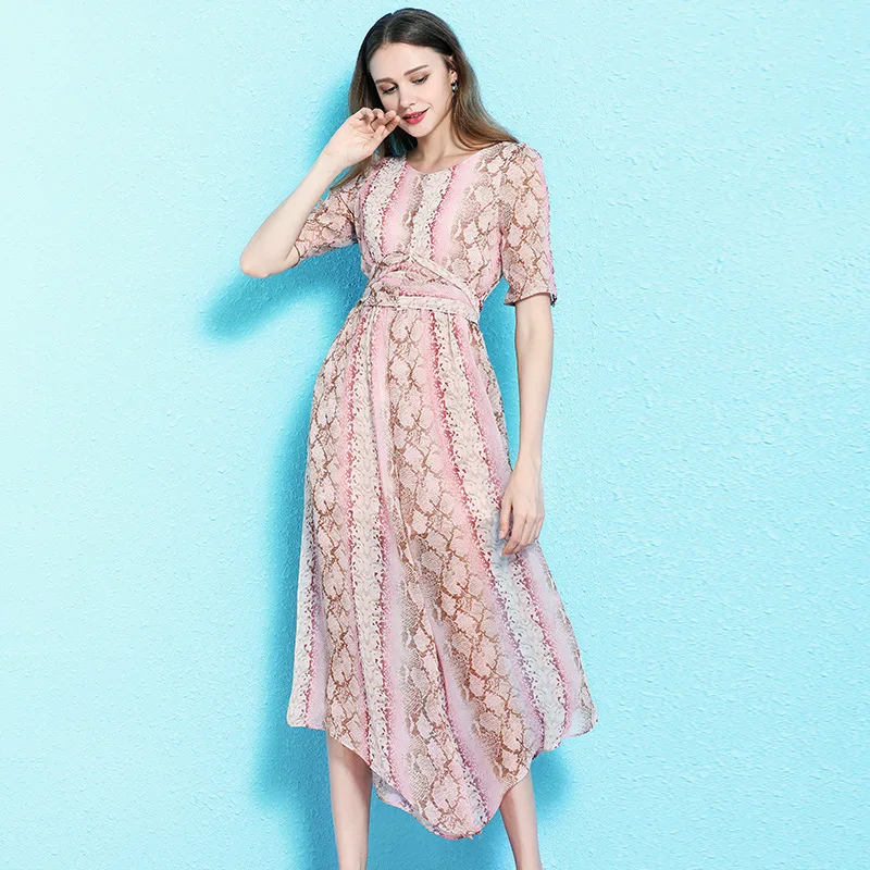 

2019 Summer new arrival chiffon print jumpsuit summer lace up waist slimming floral ankle-length jumpsuit women NW19B6199