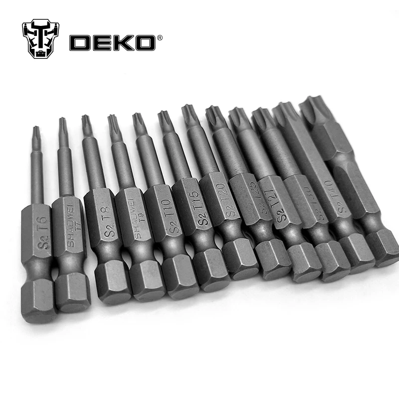 DEKO 12/10 шт набор T6 T45 Набор отверток шестигранные/торкс/плоская головка 1/4