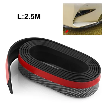 

2.5M Car Front Bumper Lip Separator Body Spoiler Protector Carbon Fiber Grain Rubber Universal Car Accessories Decals Sticker