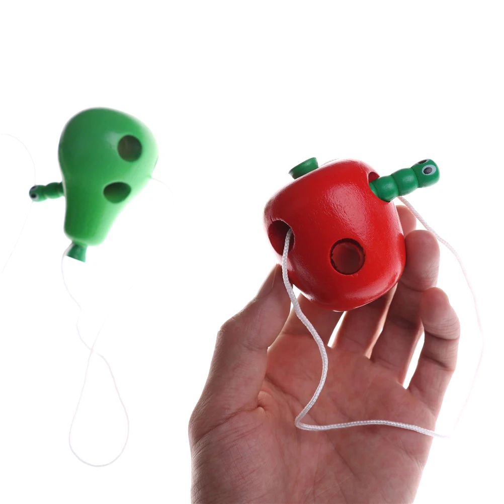 Обучающие игрушки Worm Eat Fruit Apple Pear забавные деревянные Игрушки для раннего