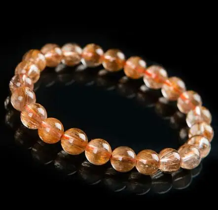 

Natural 8mm Copper Rutilated Quartz Crystal Round Beads Bracelet