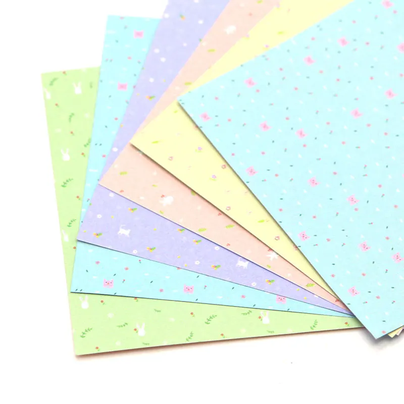 

Double Sided Printing Trumpet Square Origami Paper Printing Handmade Originated Paper Floral Origami DIY Quilling Paper Crane