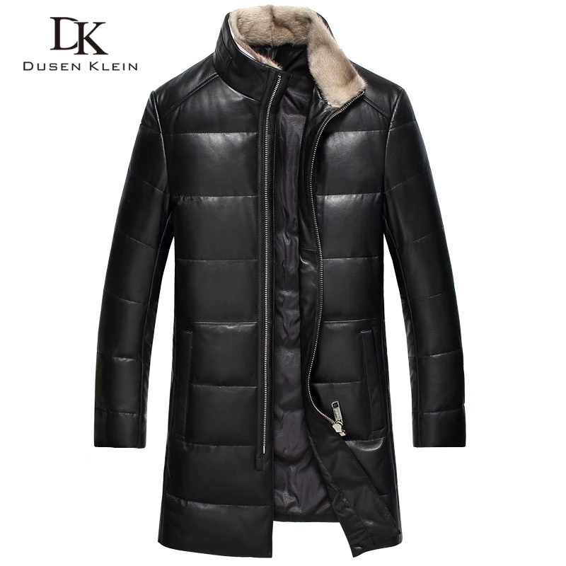 

2017 New Brand leather down jackets men Dusen Klein Genuine sheepskin duck down mink fur collar leather coats 61I7023