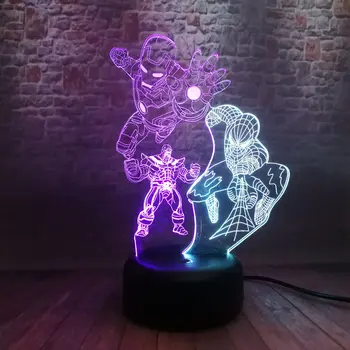 

Avengers End game Thanos Model 3D NightLight LED 7 Mixed Colors Changing Light Marvel Iron Man Spiderman Figure Toys