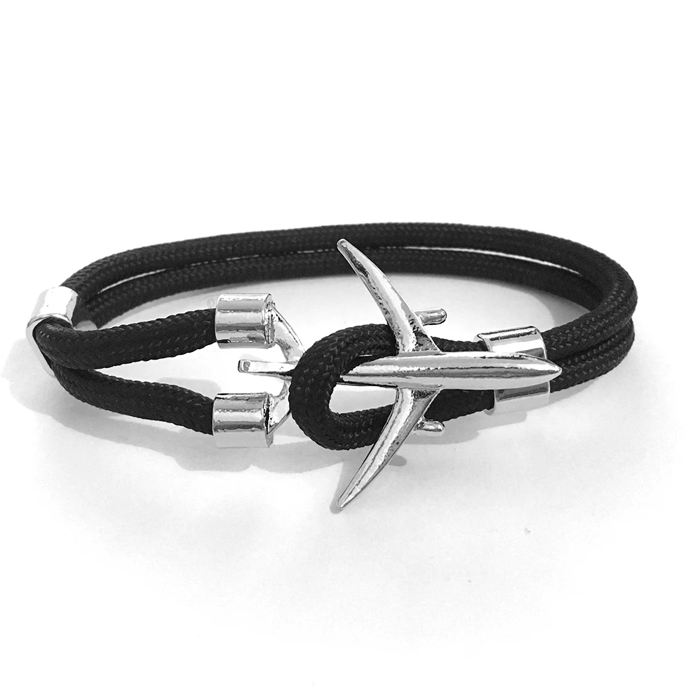 

New Plane Anchor Bracelets Men Charm 550 Survival Rope Chain Paracord Bracelet Male Wrap Sport Sliver Hooks Gifts For Men