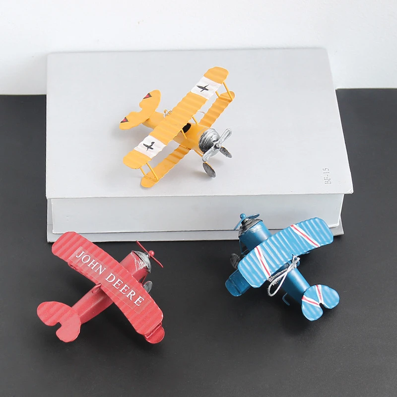 Zakka Iron Aircraft Model Photography Props Antique Ornaments Airplane Figurines Status Metal Plane Bar Coffee Decorations | Дом и сад