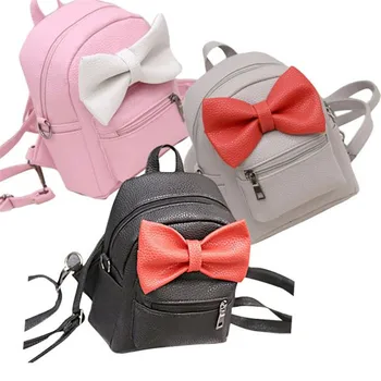 

Fashion lady bag Cute bow lady backpack leather shoulder bag female travel backpack School Bag Dropship Y506