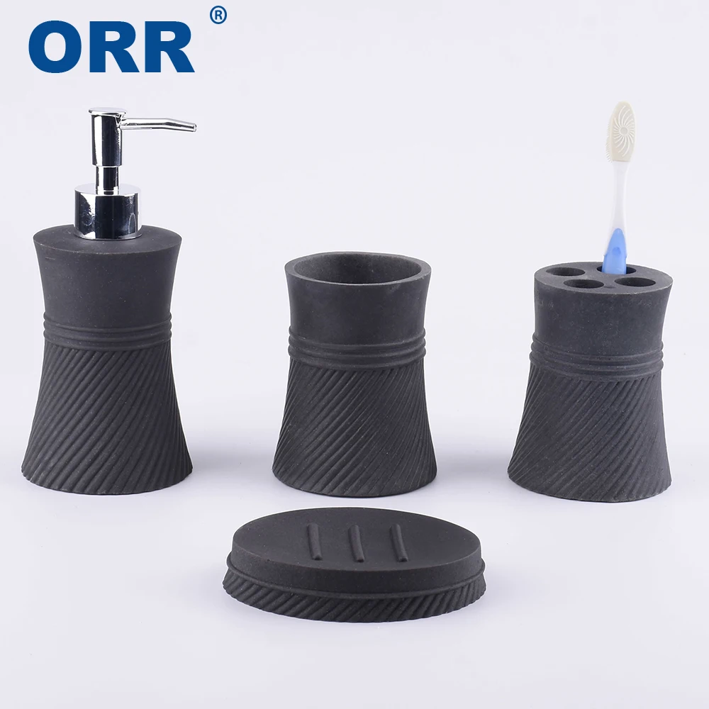 

Lavatory accessory Bathroom set sanitary ware supplies tumbler Soap Dispenser toothbrush holder soap dish grey and camel ORR