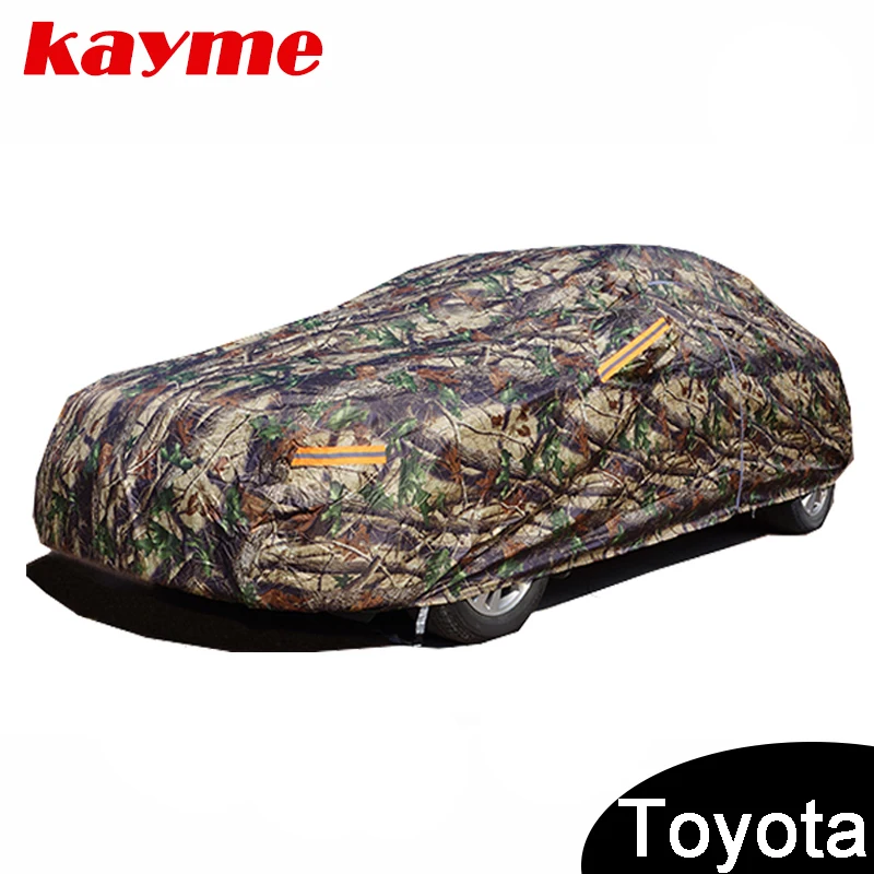 Kayme Camouflage waterproof car covers outdoor cotton sun protection  for toyota corolla avensis rav4 auris yaris camry prius