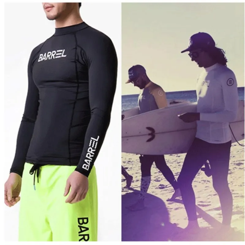 الرجال أعلى تصفح Rashguard طويلة الأكمام واقية من الشمس تصفح طفح الحرس 2018 سريعة الجافة الرجال السباحة تصفح الغوص الرياضات المائية T -sh الحرس