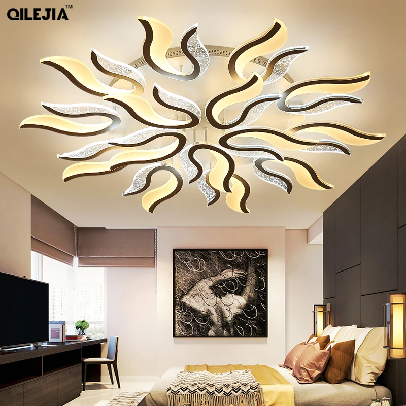 

White Finished LED Chandeliers Modern Lights For Living Room Bedroom Dinning Room Lustres Hanging Led Acrylic Lampara lighting