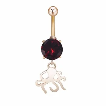 10Pcs Belly Rutton Ring Tassel Fashion Octopus Body Piercing Jewelry Retail Navel Ring 14G 316L Silver Gold Nickel-Free
