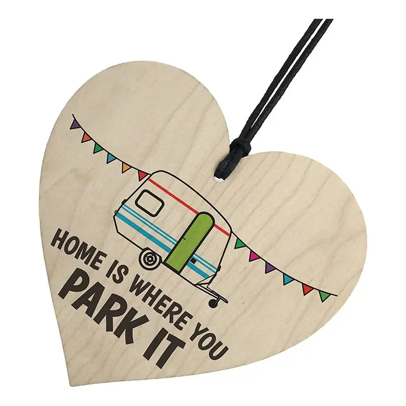 Hogar es donde Park es la novedad de madera corazón placa caravana colgante regalo señal