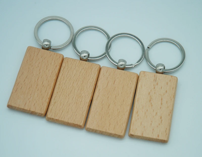 

250PCS Blank Rectangle Wooden Key Chain DIY Promotion Customized Key Tags Promotional Gifts