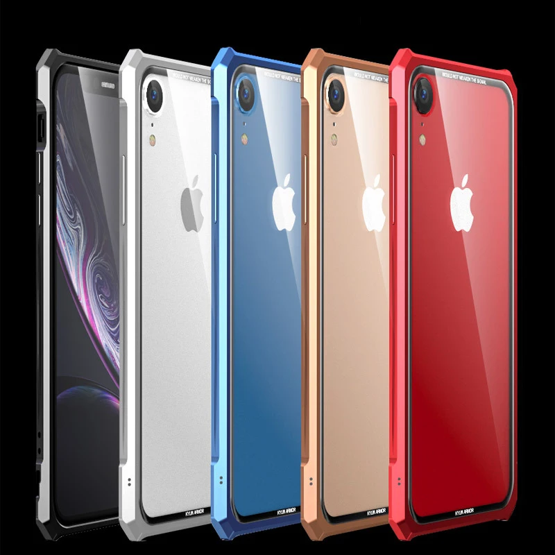 Luxury Buckle Metal Bumper Case For Iphone XR Drop Border Frame Cover XS Max Clear Tempered Glass Back 2018 |