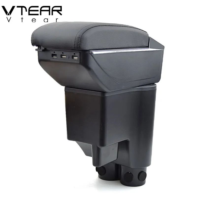 

Vtear For perodua MYVI armrest box USB Charging heighten Double layer central Store content cup holder ashtray accessories 14-18