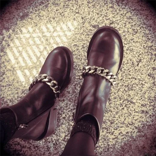 ankle boots with gold chain