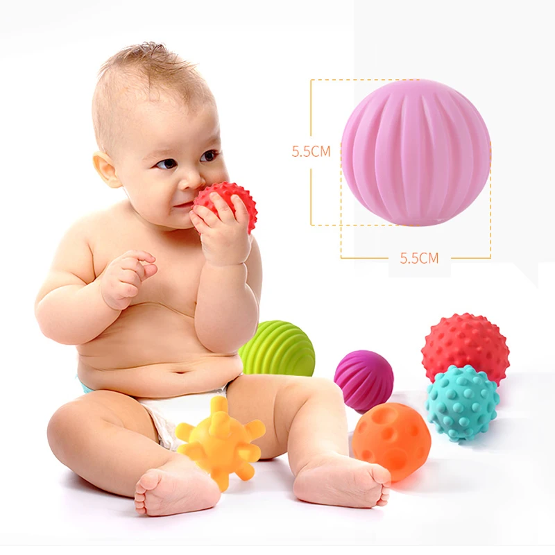 Infant Multi-Texture Ball Play Water Baby Soft Touch Training Massage Ball Early Education Toy Touch Hand Grab Rubber 6pcs Kid