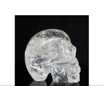 

00668++++Natural Clear Gold Rutilated Quartz Crystal Human Skull Reiki Healing