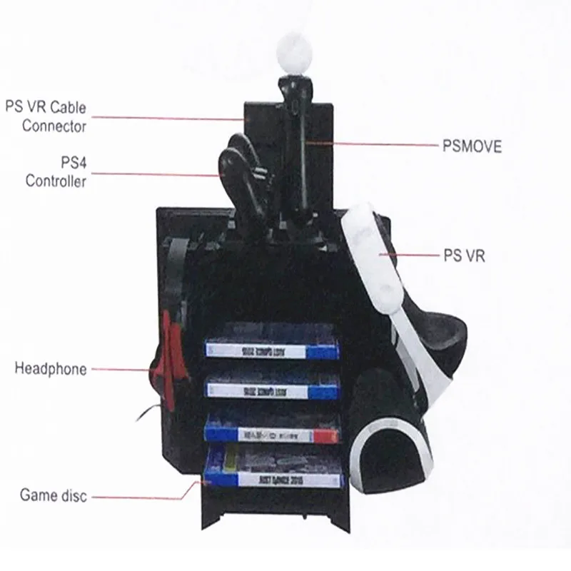 Игра диск коробка для хранения случае башня стенд держатель для PS4/PS Slim/PS4 PRO/PS VR w /контроллер и двигаться зарядки PS4 Вентилятор Охлаждения