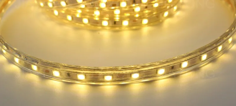 10 м 11.52 Вт/м белый/теплый белый 600led SMD 5050 Светодиодные ленты свет лампы Водонепроницаемый IP66 AC 220 В для гостиная столовая Спальня
