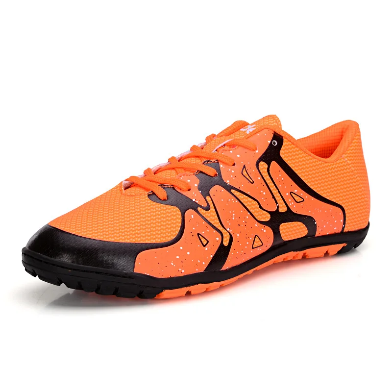 Домашние дышащие Chuteira Futebol мужской, Футбол бутсы обувь для взрослых детские бутсы Молодежные Детские тренировочные кроссовки - Цвет: Оранжевый