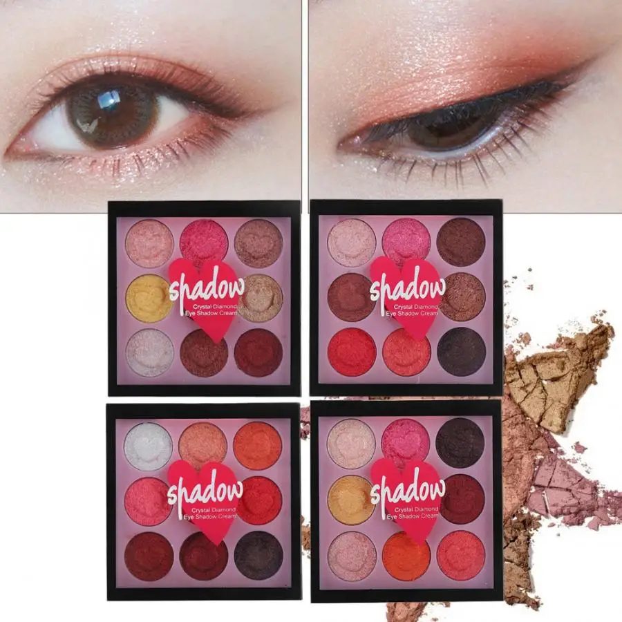 Glitter Eyeshadow 9 Colors Fashionable Matte Glitter Long Lasting Eye Shadow Powder Palette Pigment Glitter Eye Shadow