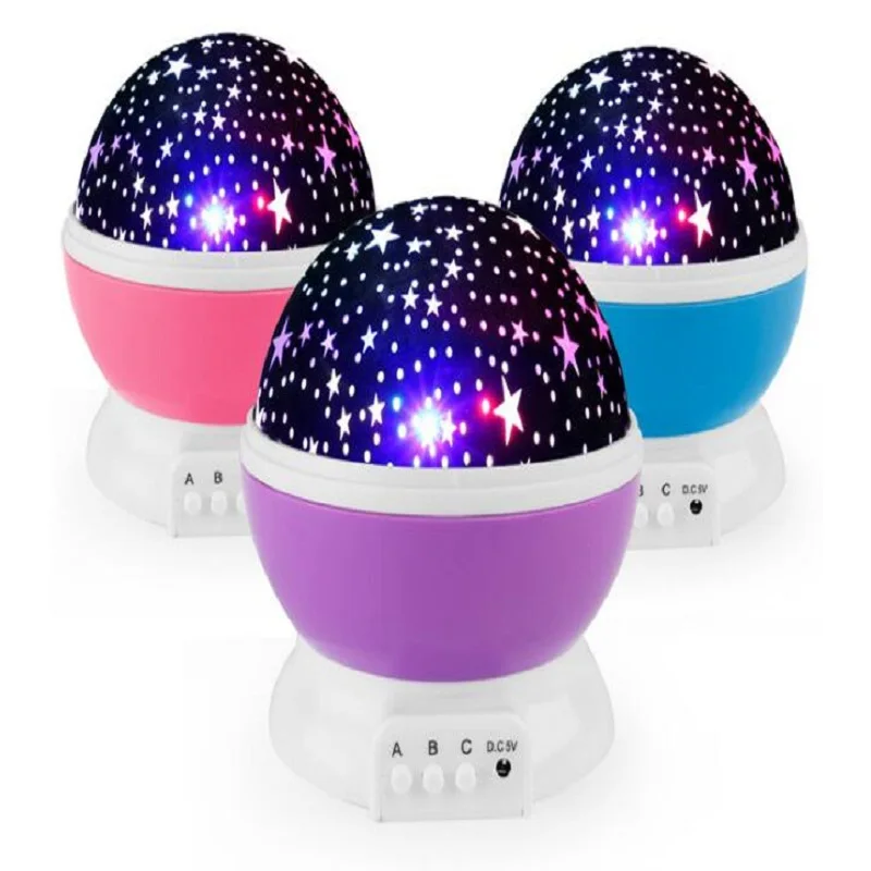 

3 color rotating romantic starlight Luminous Toys Romantic Starry Sky LED Night Light Projector Battery USB Night Light