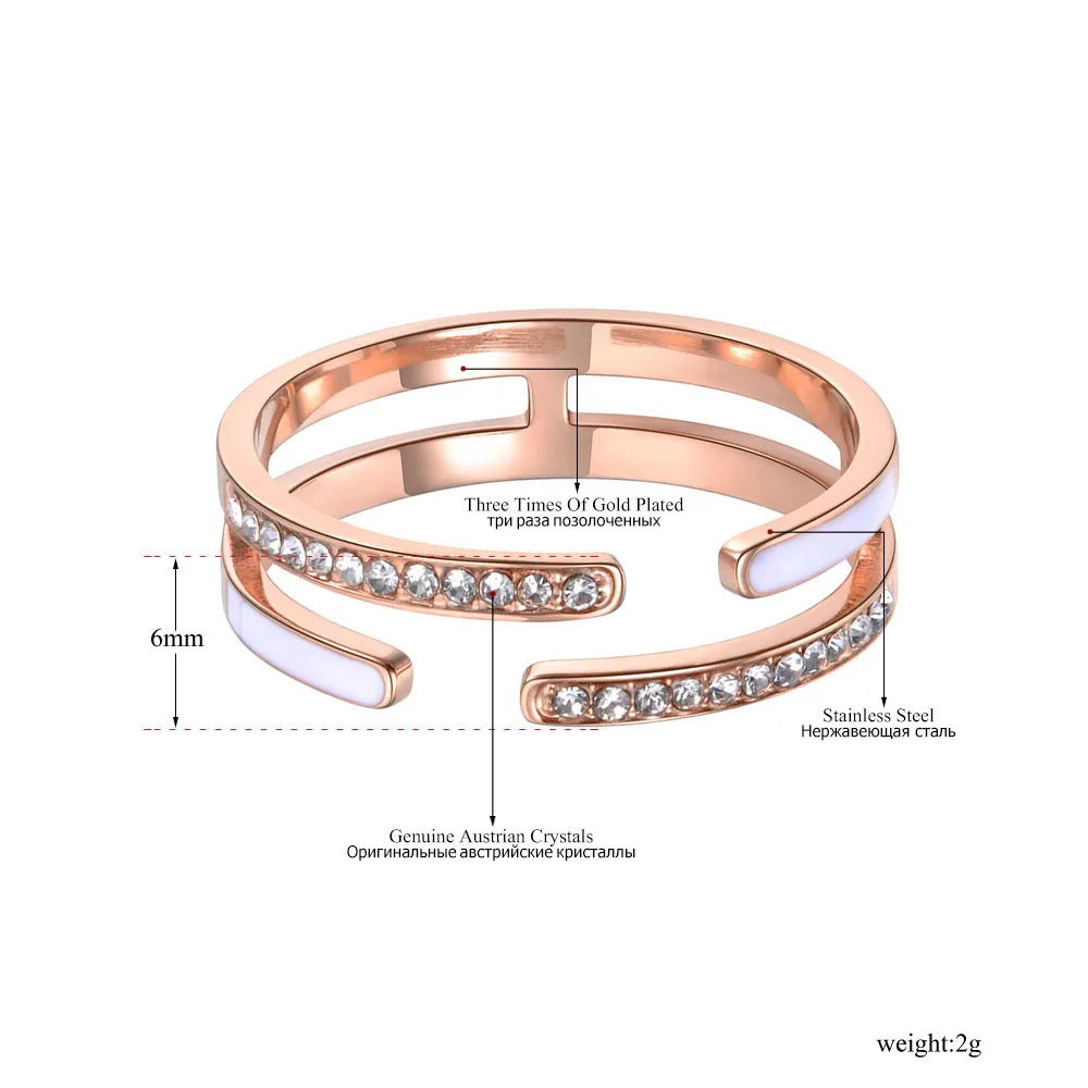 Lokaer, трендовые титановые кольца из нержавеющей стали с белой глазурью для женщин и девочек, мозаичное кольцо с фианитами и кристаллами, ювелирное изделие R19077