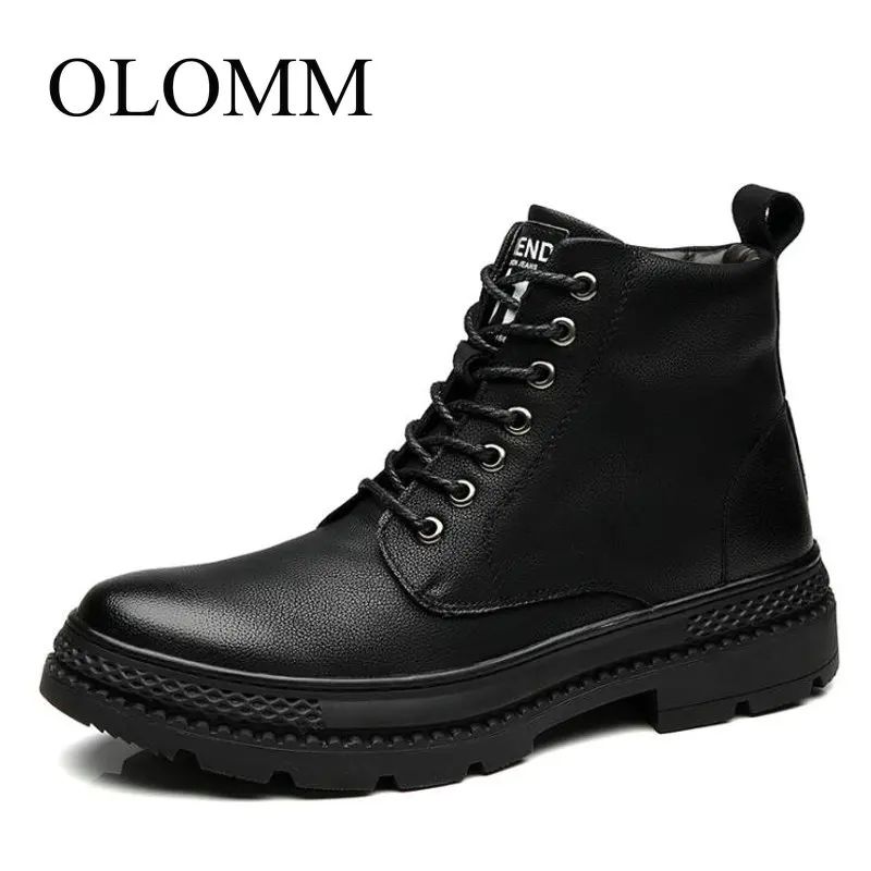 

Brand 2019 men's fashion boots autumn men's military uniform boots winter warm fur ankle boots footwear lace-up shoes DD-41