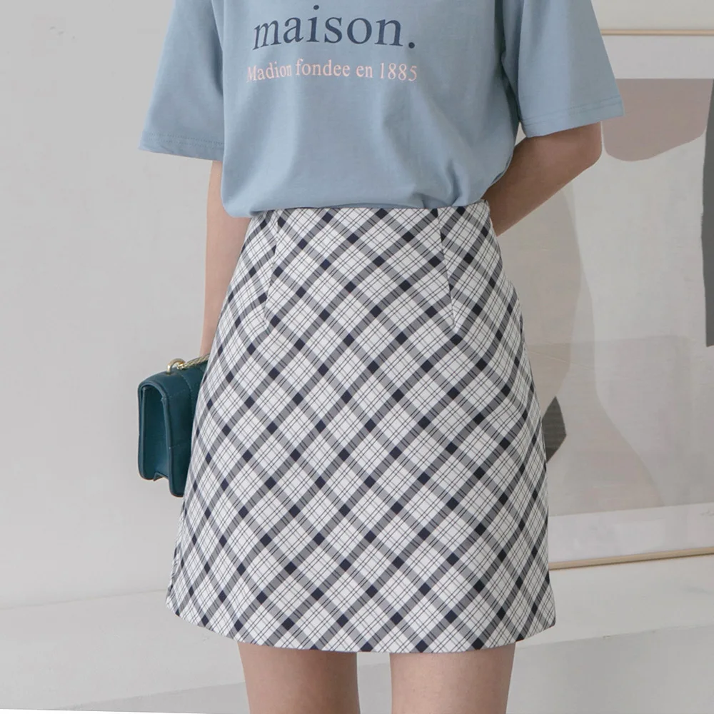 

women plaid mini skirts high waist