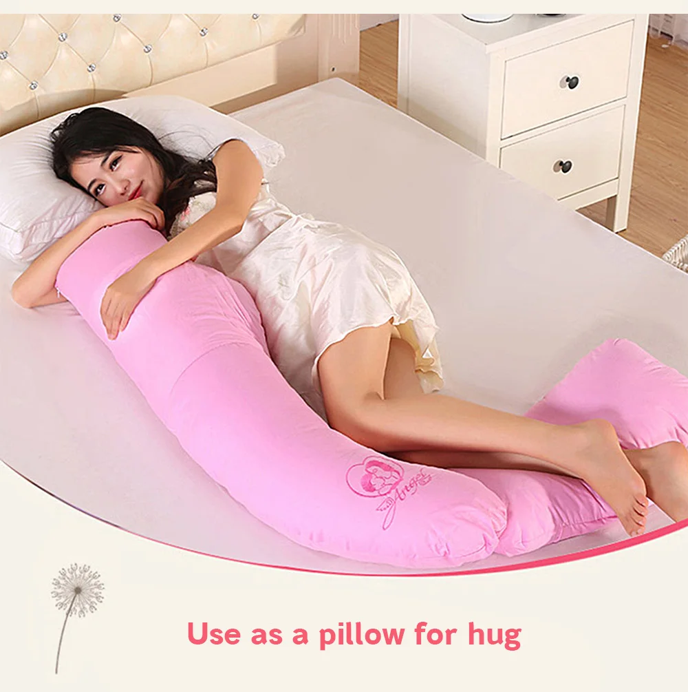 Crescent-shaped Comfortable Pregnancy Pillow for Side Sleeping Growing Tummy Support