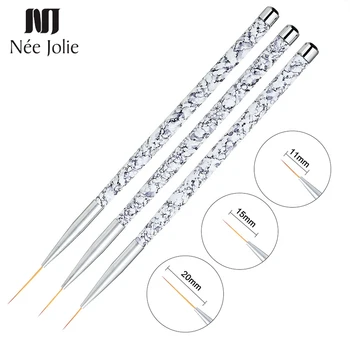 

3Pcs/Lot UV Gel Liner Brush Set Mixed Sizes Marble Handle Flowers Fine Details Drawing Painting Nail Art Acrylic Pencil