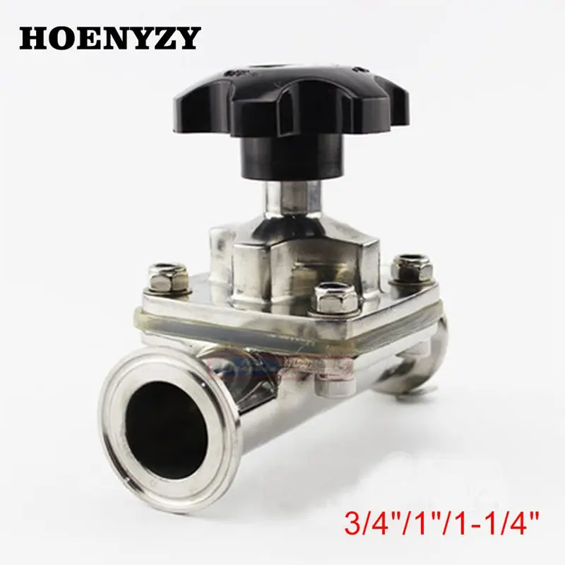 

1/2" 3/4" 1" 1-1/4" Pipe OD 15mm 19mm 25mm 32mm Sanitary Stainless Steel 316L Tri-Clamp OD 50.5mm Diaphragm Valve Silicone