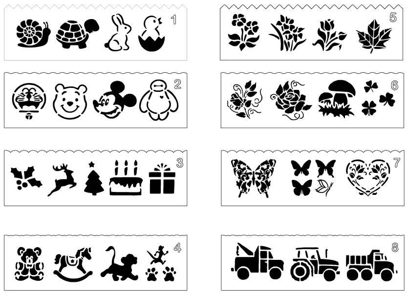 

8pcs/set Cartoon characters Thematic lace ruler drawing template template Decorative tool painting stencil