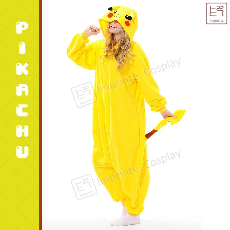 Pikachu Onesie Adult Anime Pokemon Costume Fleece Winter Sleepwear ...