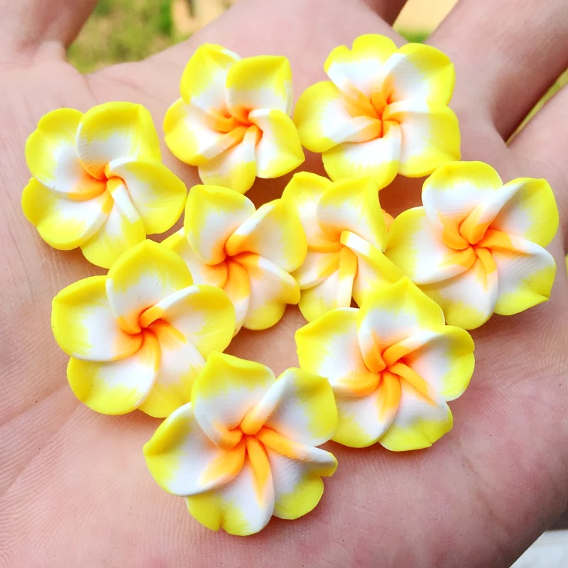 

10pcs 19mm Polymer Clay Beads Flower Pieces Loose Spacer Beads for Bracelet Accessory Fimo Slices DIY Jewelry Findings