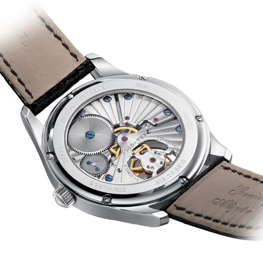 Механические Мужские часы с ручным ветром Seagull Tourbillon Guilloche 60H оригинальной