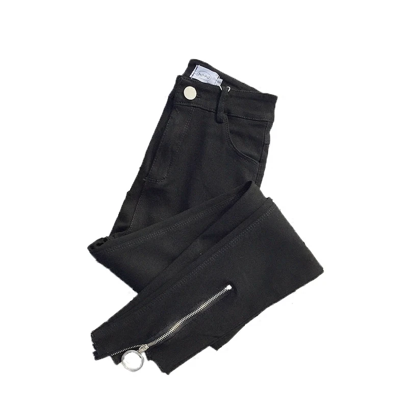 

Ulzzang Retro Zipper Pants Women 2018 Spring Autumn Black Pencil Pants Harajuku Plus Size Kpop Trousers Female Casual 0725-40