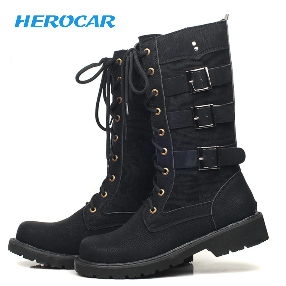 Motorcycle Boots Men motocross boots motorbike Moto Boots Retro Artificial Leather Punk Martin Shoes biker Protective Gear 37-45