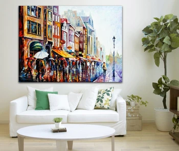

100% Separate Hand Paint Europe Cities Landscape Palette Knife Painting Netherlands Amsterdam Picture For Home Modern Decor