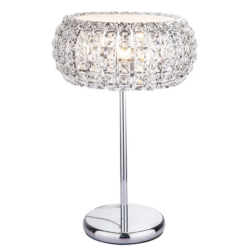 Modern Crystal Table Lamps For Living Room Bedroom Iron Chrome Lamp