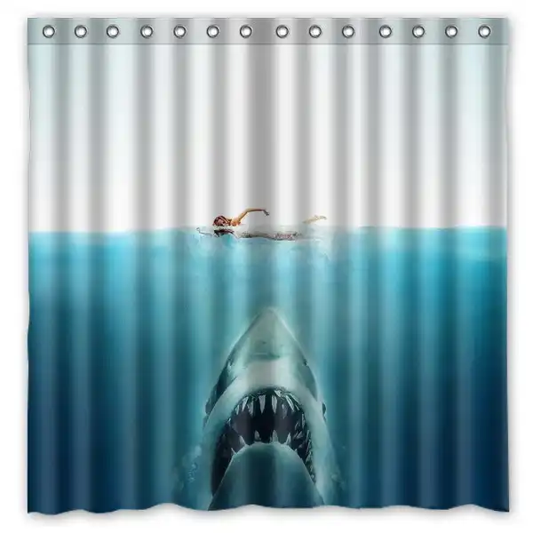 Jaws Shark Shower Curtain Waterproof Fabric Curtain For The Bathroom Polyester Bath Screen Shower Room Product 180x180cm Curtains Waterproof Shower Curtain Waterproofshark Shower Curtain Aliexpress