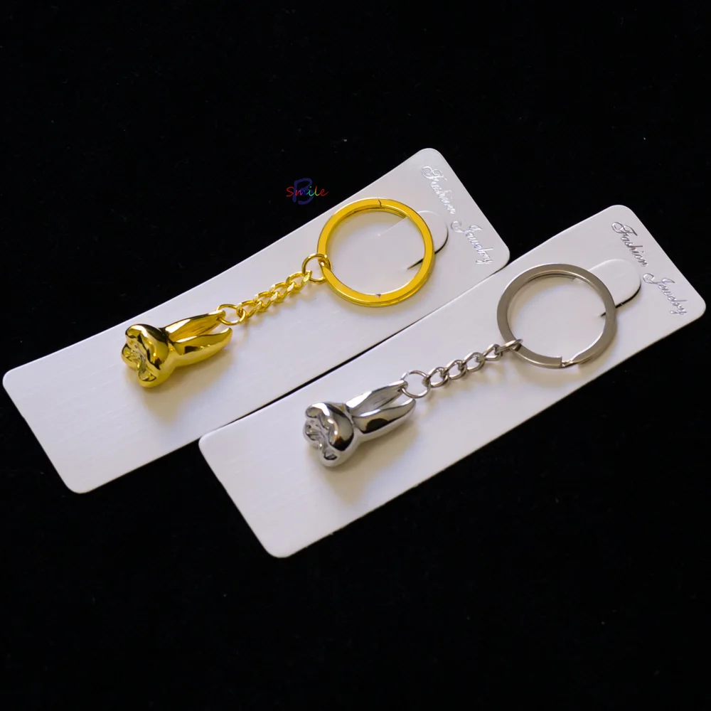 

2pcs Teeth Keychain Dentist Decoration Key Chains Tooth Model Shape Dental Clinic Small Gift
