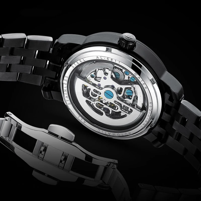 AILANG Мужские механические часы Tourbillon Роскошные модные мужские кожаные Брендовые