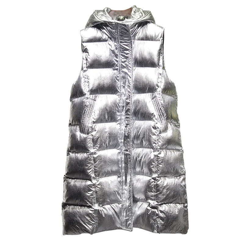 Vêtements Argent Or D'hiver Femelle Nouvelle Brillant Or Long 2019 Manteau Femmes Streetwear Mode Fille Gilet argent Veste HwTAWqP6