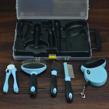 

Pet Dog Cat Products Automatic Traction Rope Beauty Clean Comb Brush Five Suit