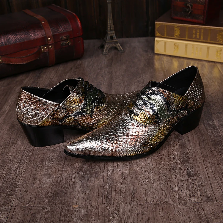 Altura De Aumento Plata as Británico As Diseño Show Boda Show Alpargata Zapatos Oro Populares Brogue Serpentina Mezclado Lujo Mens Cuero 7qtPqAw8