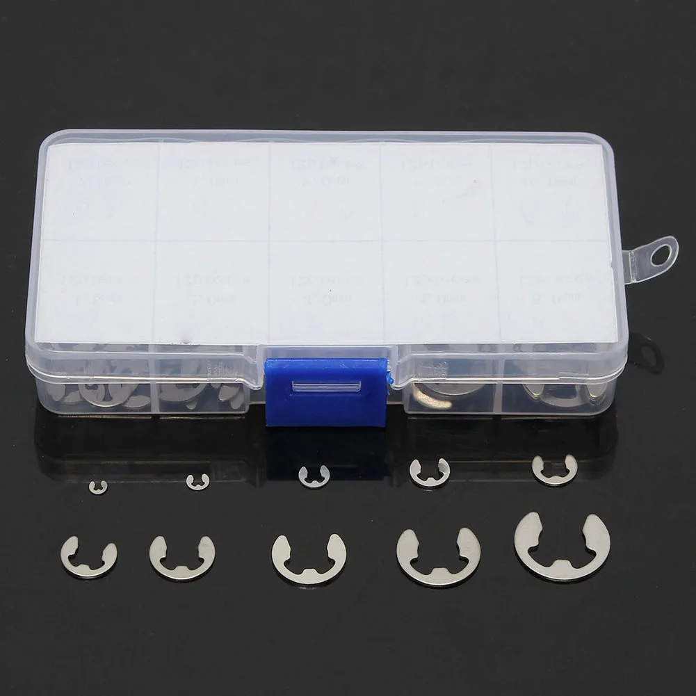 

E-Clip Circlip Stainless Steel Assortment Kit Durable 1.5 2 3 4 5 6 7 8 9 10mm Car Accessories --M25